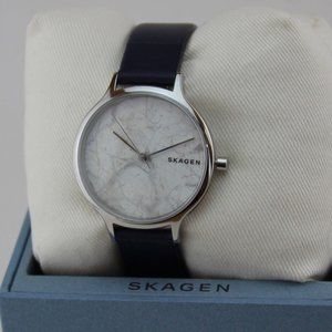 SKAGEN LEATHER MARBLE WOMEN'S WATCH